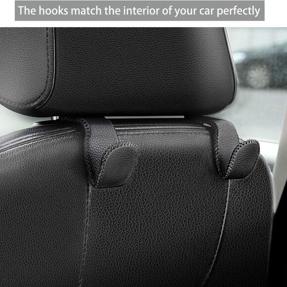 Car Organizer Accessory Leather Headrest Hooks Pack of Two - Picture 4 of 7